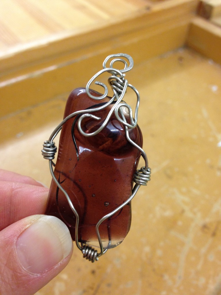 Sabrina's glass pendant cage design in progress